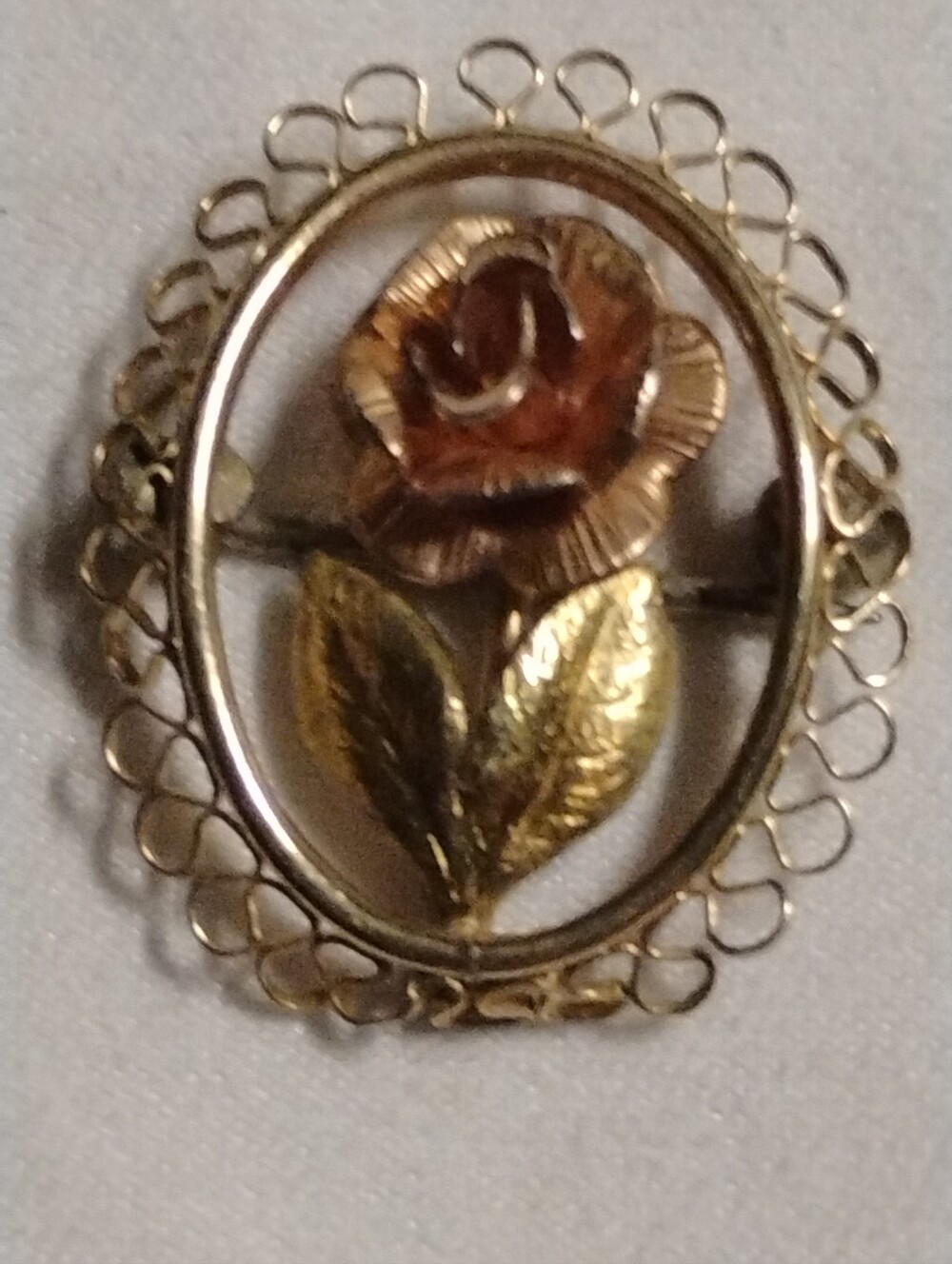 Vintage Krementz 14k Multi-tone Gold Overlay Rose Brooch Pin